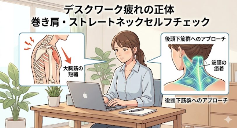巻き肩　ストレートネック　セルフチェック